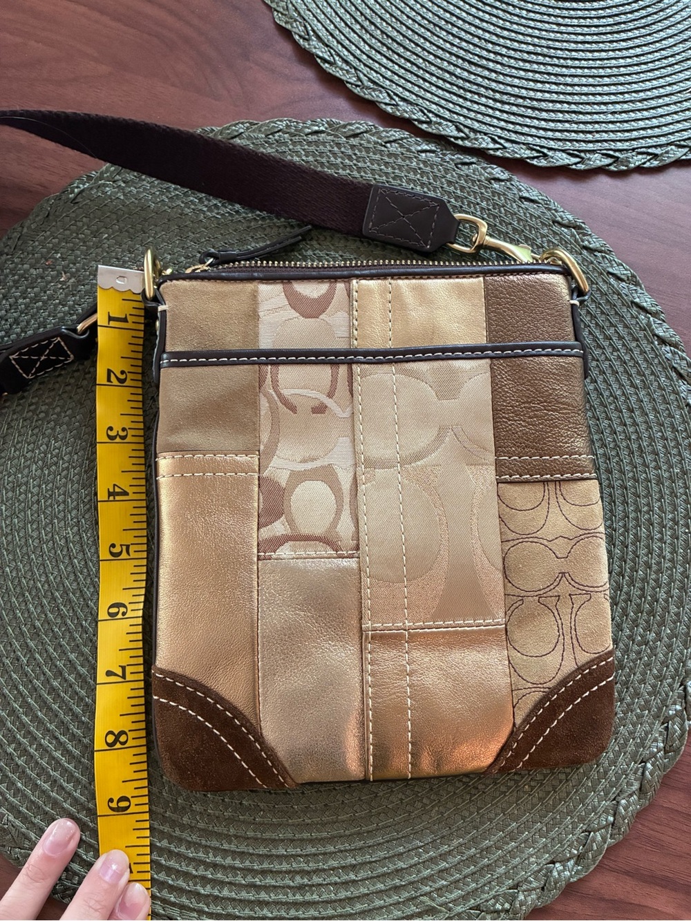 Coach Patchwork Crossbody Bag in Tan and Brown